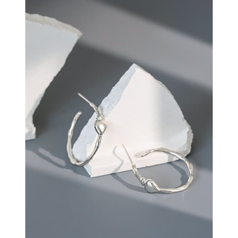 Circle Mini Heart 925 Sterling Silver Hoop Earrings