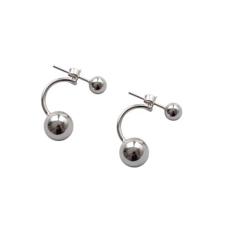 Classic Round Beads 925 Sterling Silver Stud Earrings