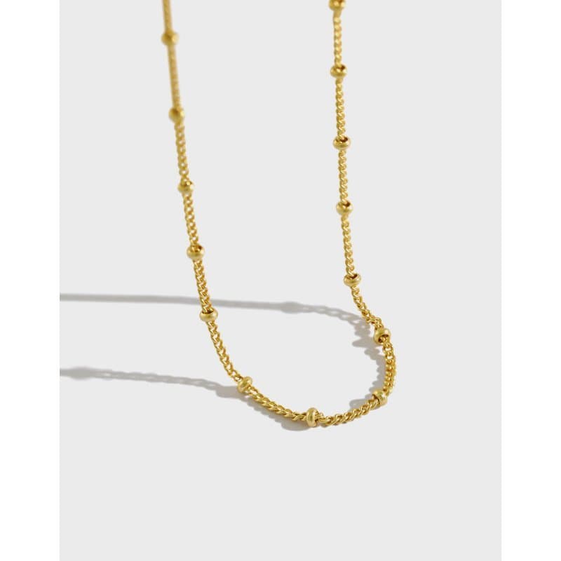 Curb Chain Beads 925 Sterling Silver Necklace