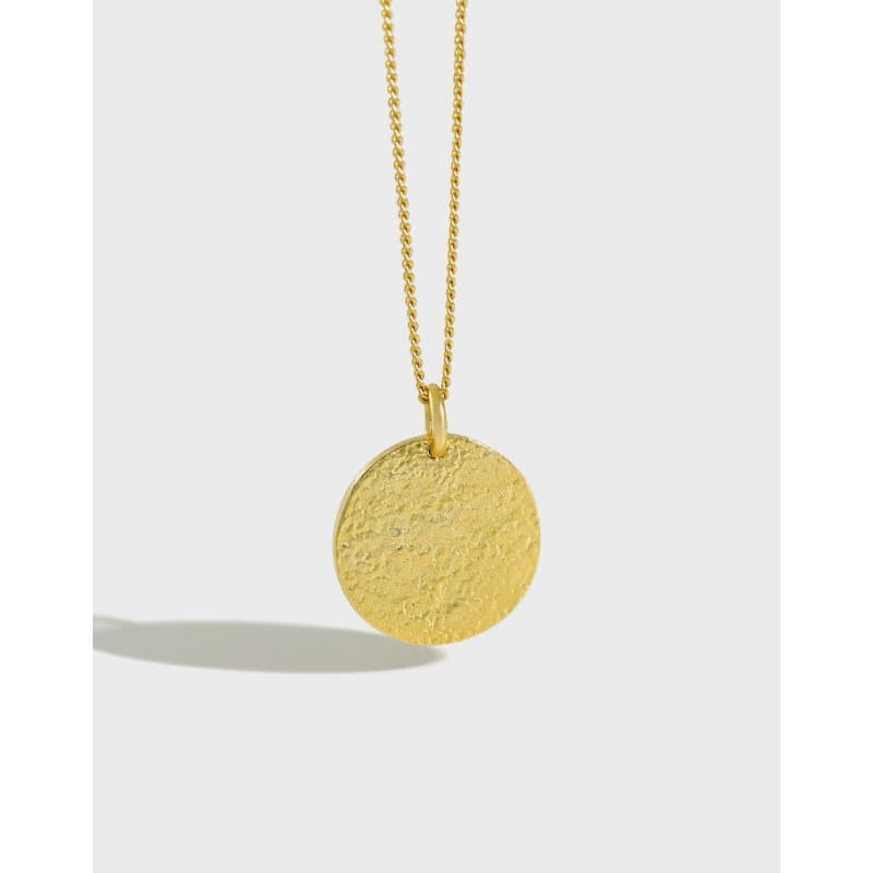 Geometric Frosting Round Tag 925 Sterling Silver Necklace