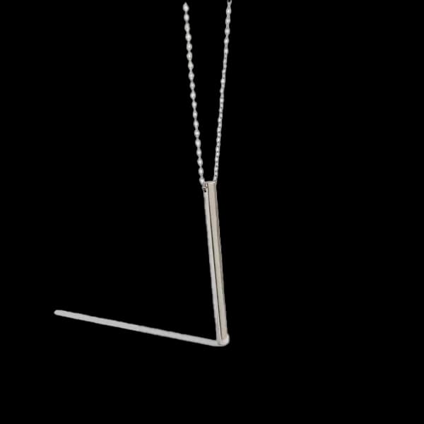 Geometric Square Bar 925 Sterling Silver Necklace