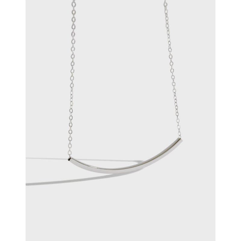 Geometric Square Tube Smile 925 Sterling Silver Necklace