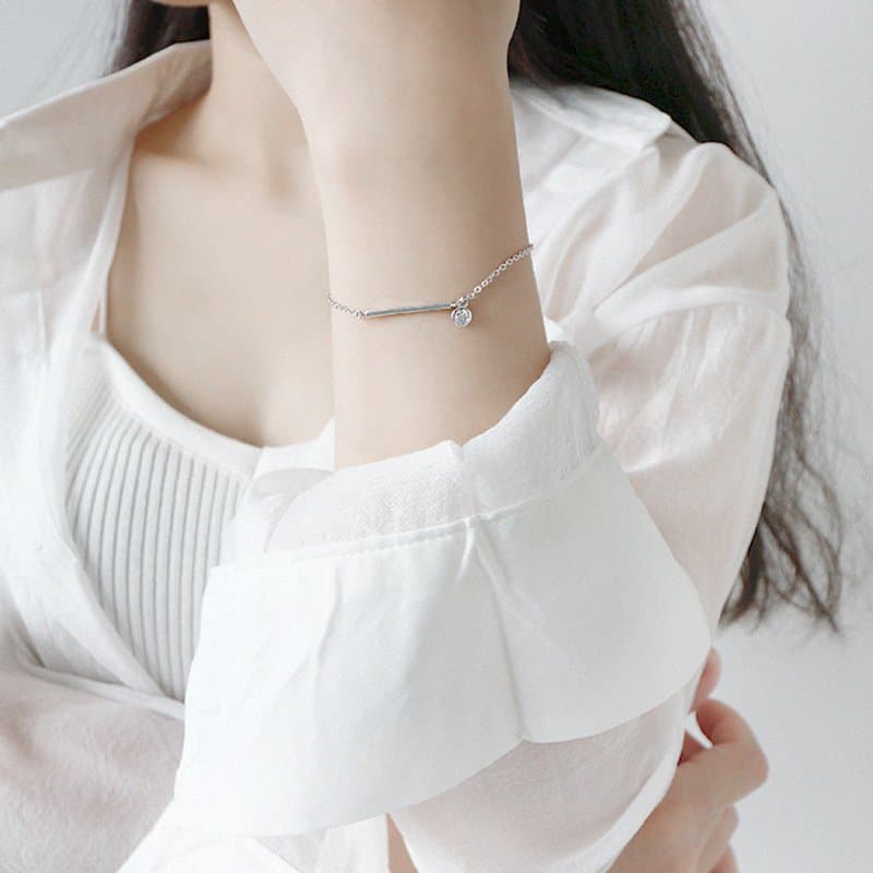 Geometric Stick CZ 925 Sterling Silver Bracelet