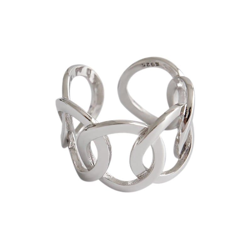 Hollow Chain Wide 925 Sterling Silver Adjustable Ring