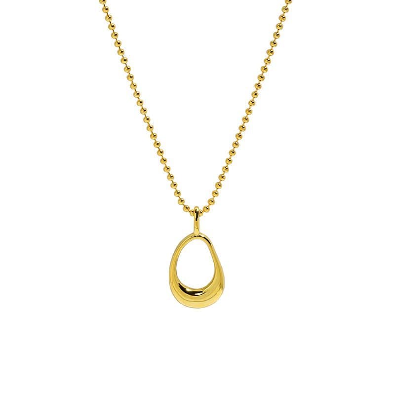 Hollow Ellipse Beads 925 Sterling Silver Necklace