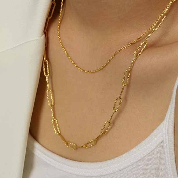 Hollow Geometric Chain 925 Sterling Silver Necklace