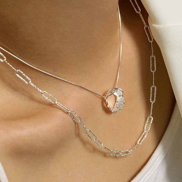 Hollow Geometric Chain 925 Sterling Silver Necklace