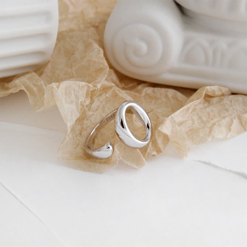 Hollow Geometric Circle 925 Sterling Silver Adjustable Ring