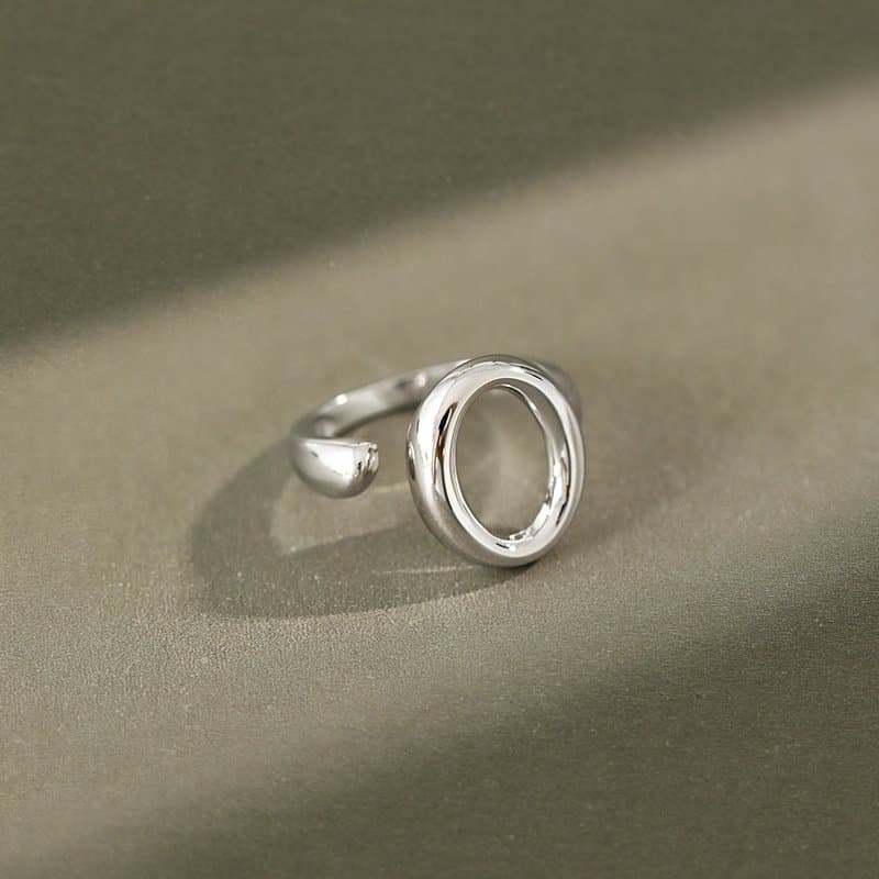 Hollow Geometric Circle 925 Sterling Silver Adjustable Ring