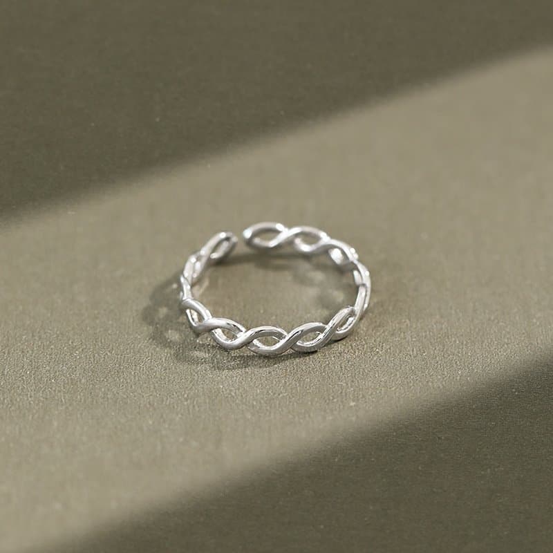 Hollow Twisted 925 Sterling Silver Adjustable Ring