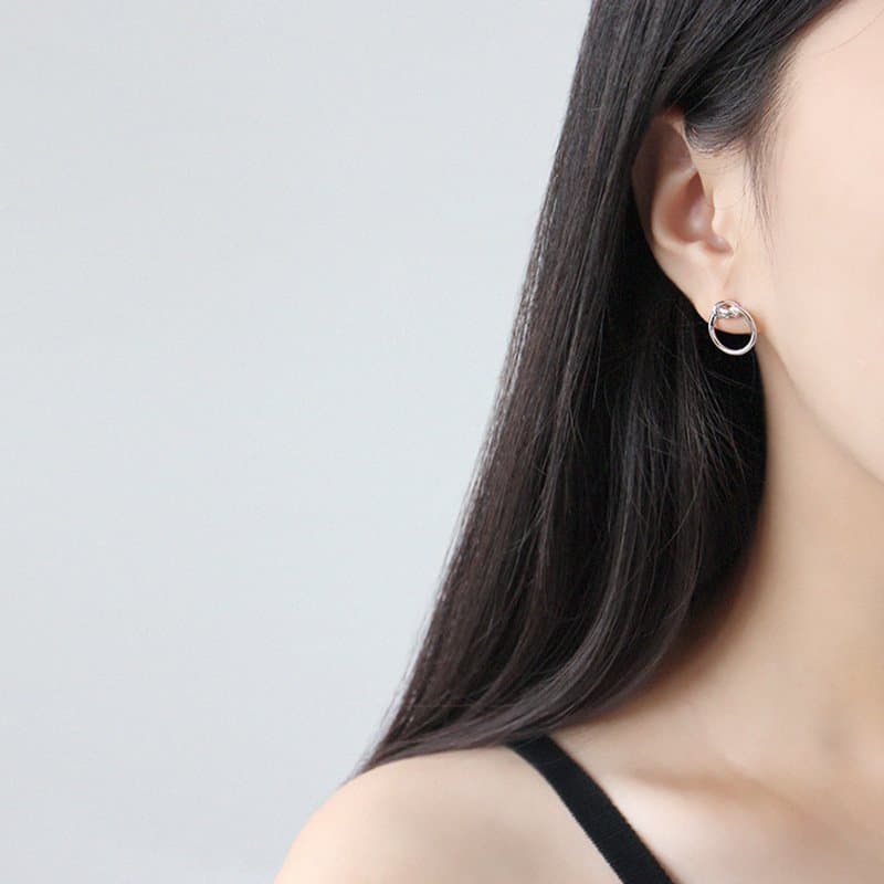 Knot Circle 925 Sterling Silver Stud Earrings