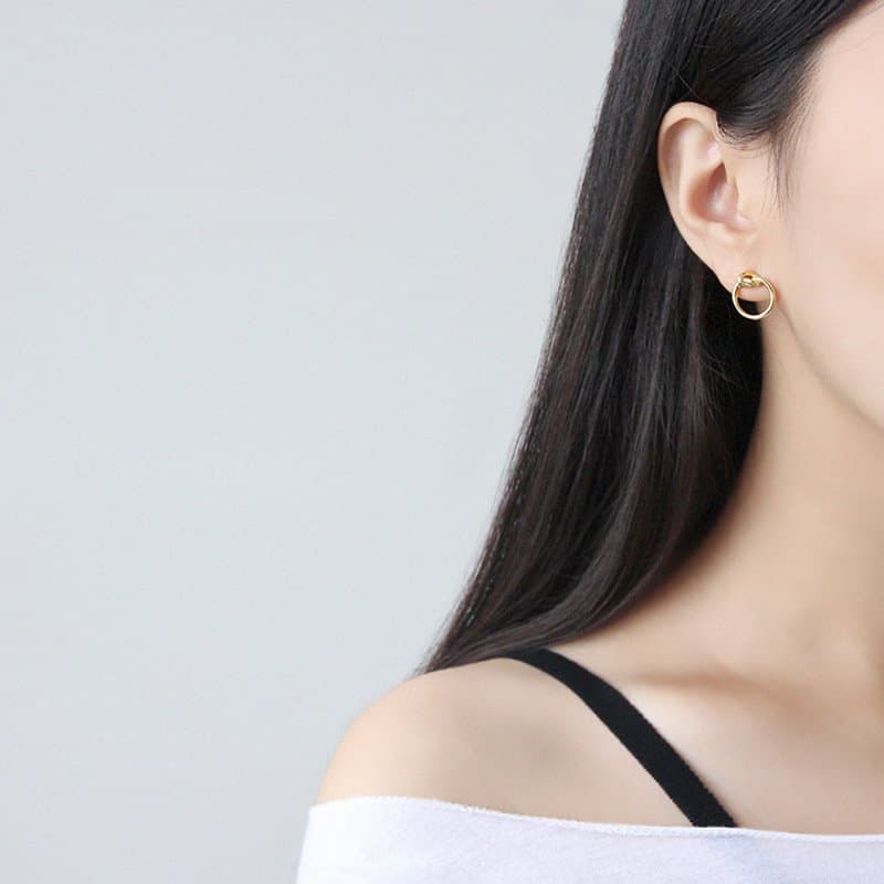 Knot Circle 925 Sterling Silver Stud Earrings