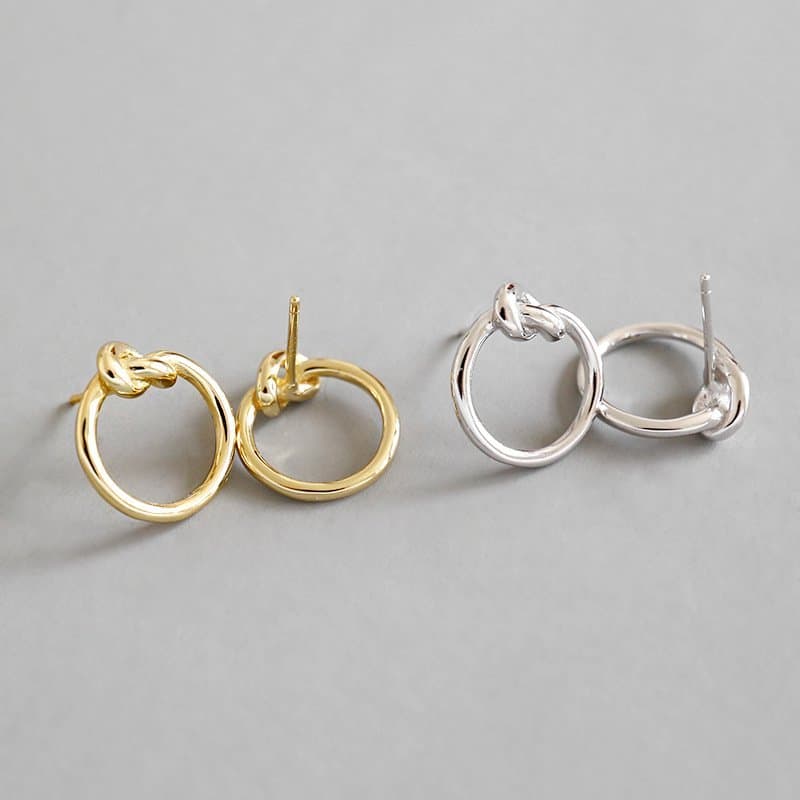 Knot Circle 925 Sterling Silver Stud Earrings