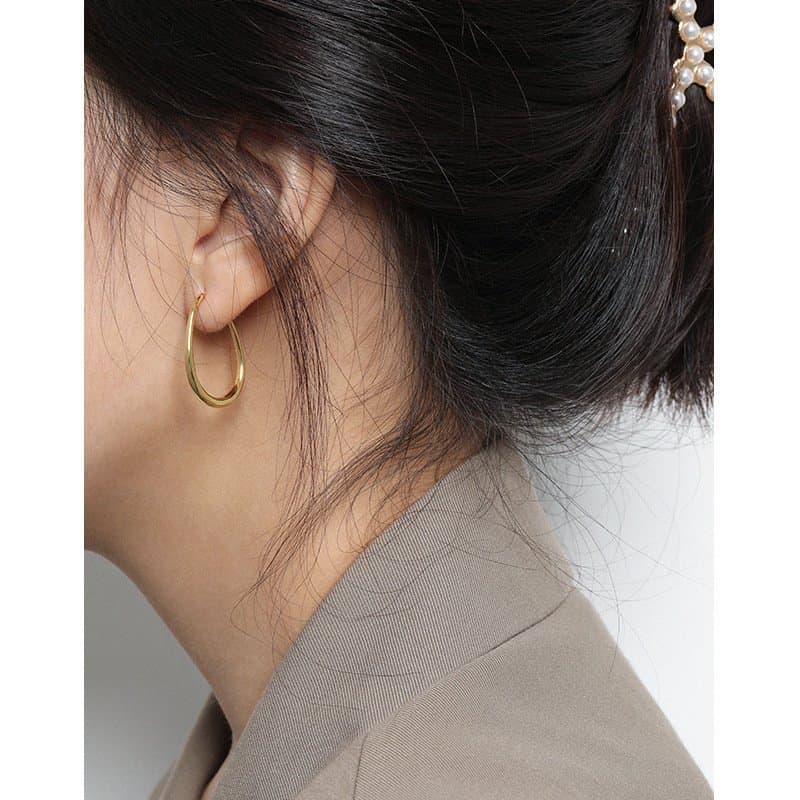 Letter U Shape 925 Sterling Silver Hoop Earrings