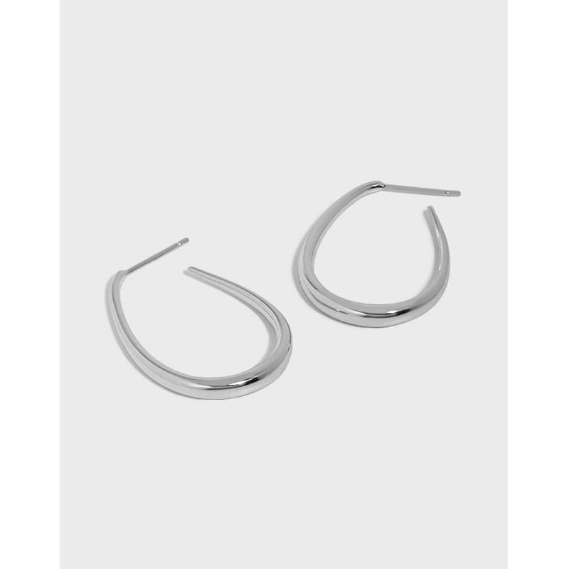 Letter U Shape 925 Sterling Silver Hoop Earrings