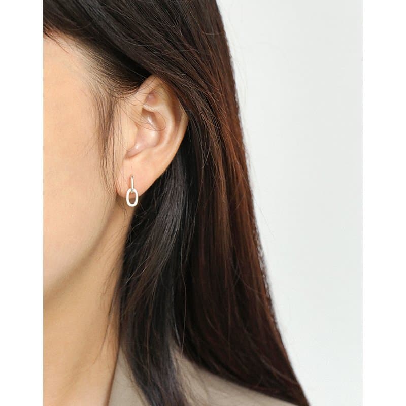 Mini Loop Chain 925 Sterling Silver Stud Earrings