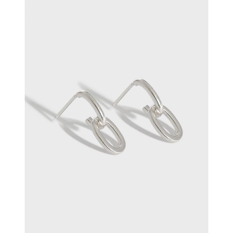 Mini Loop Chain 925 Sterling Silver Stud Earrings