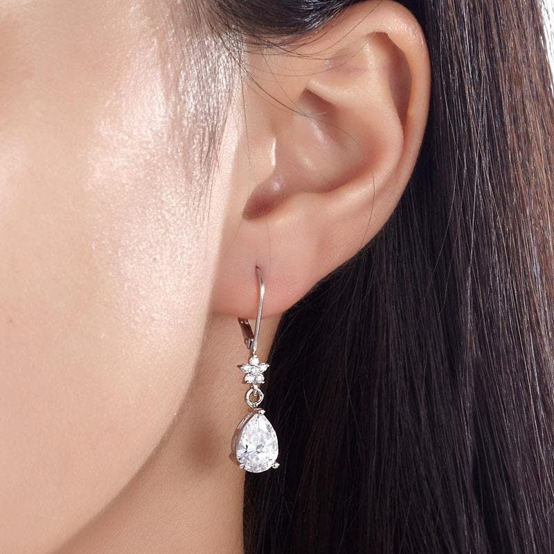 2 Carat Sterling Silver Dangle Earrings