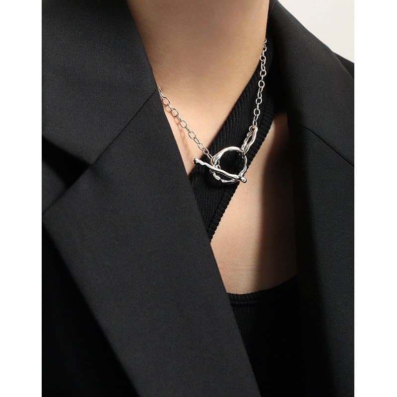 OT Hollow Chain 925 Sterling Silver Choker Necklace