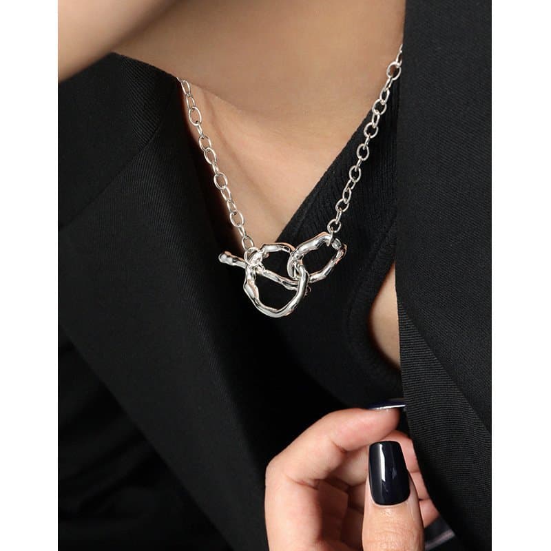 OT Hollow Chain 925 Sterling Silver Choker Necklace