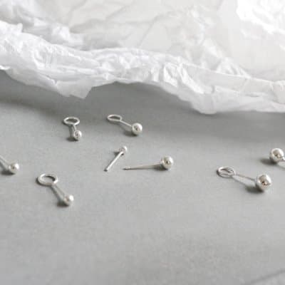 Round Bean Ball 925 Sterling Silver Stud Earrings