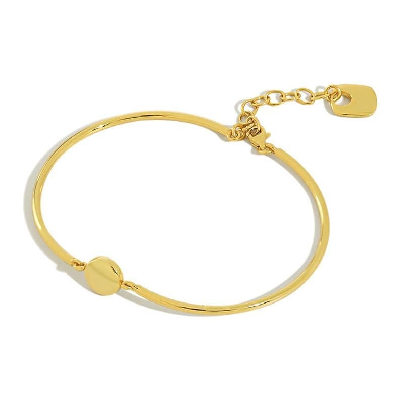 Round Tag 925 Sterling Silver Adjustable Bangle