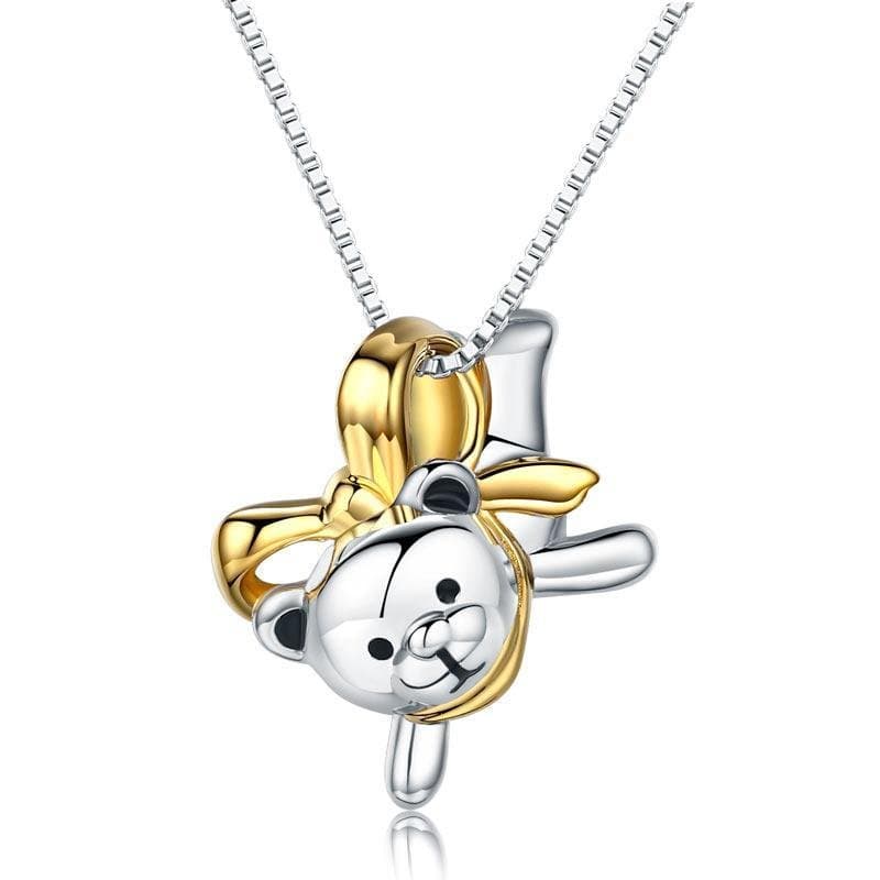 Lovely Bear Pendant Necklace 925 Sterling Silve