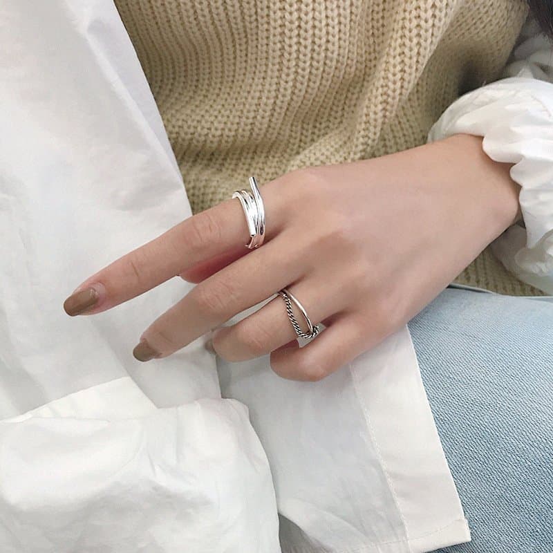 Vintage Cool Chain 925 Sterling Silver Adjustable Ring