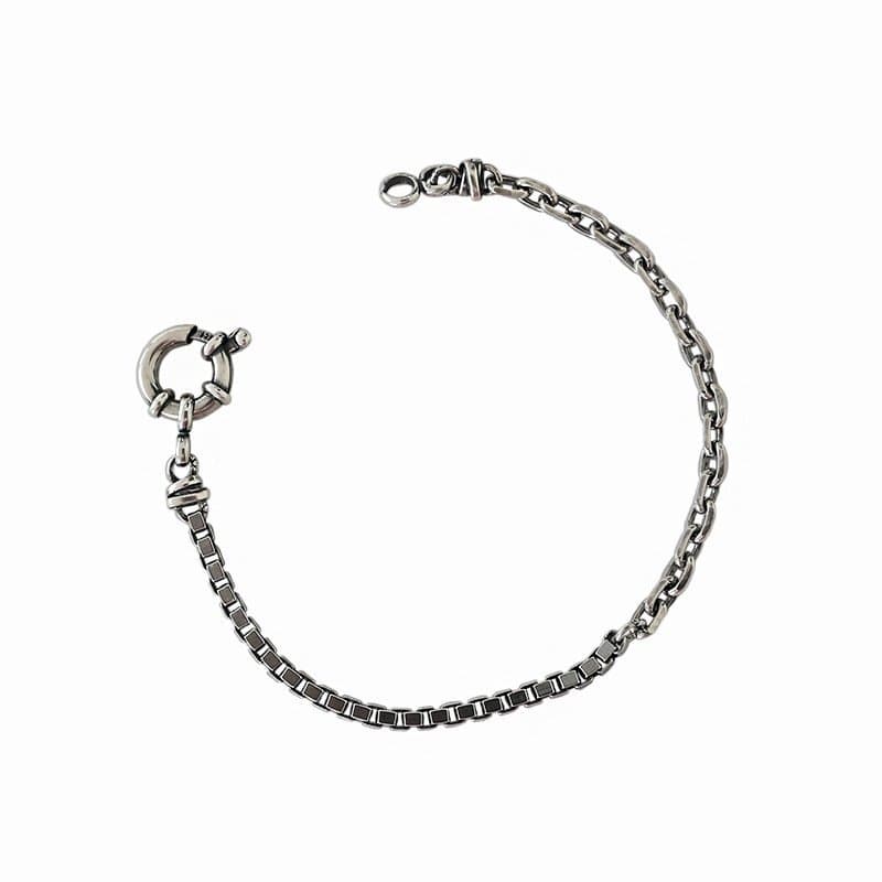 Vintage Asymmetric Box Chain 925 Sterling Silver Bracelet