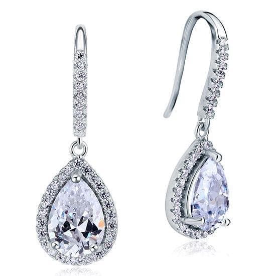 2 Pear Cut Carat Created Diamond Dangle Drop Earrings