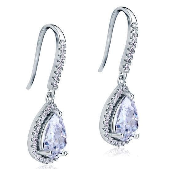 2 Pear Cut Carat Created Diamond Dangle Drop Earrings