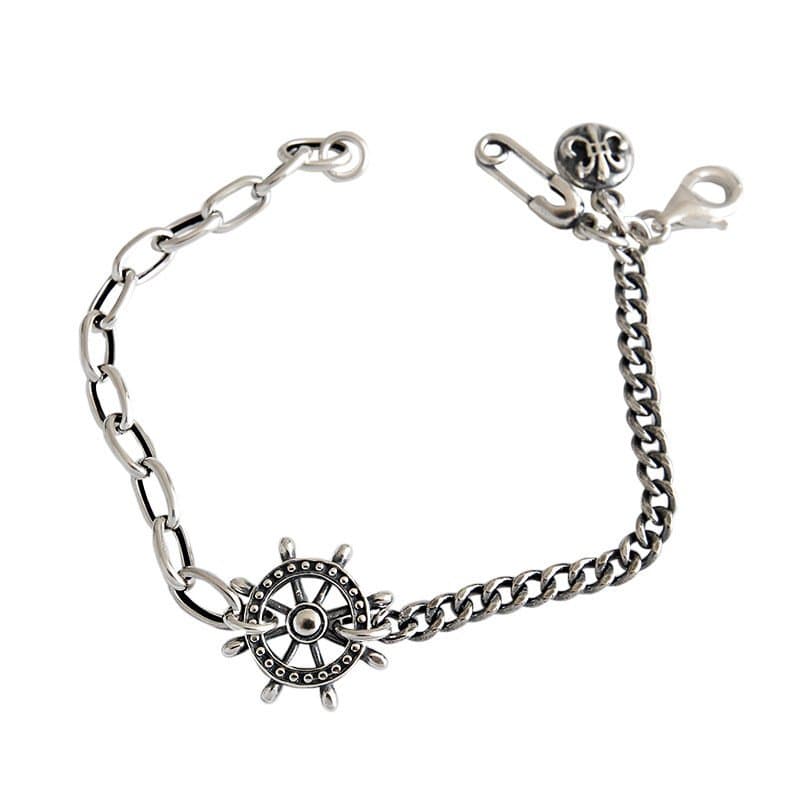 Vintage Asymmetric Rudder 925 Sterling Silver Bracelet