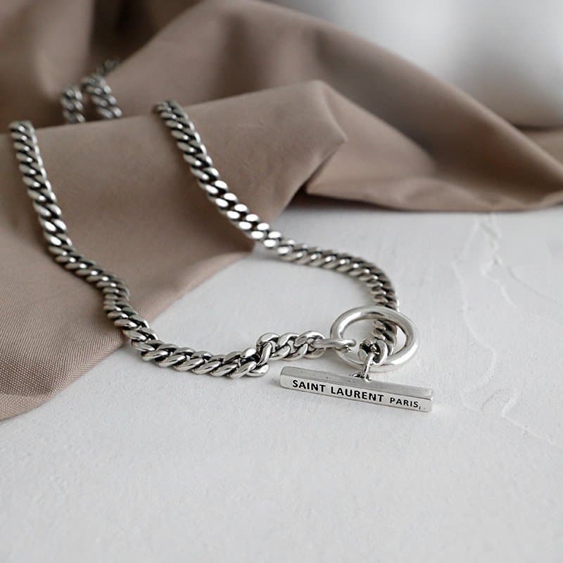 Geometric Men's OT Chain 925 Sterling Silver Necklace