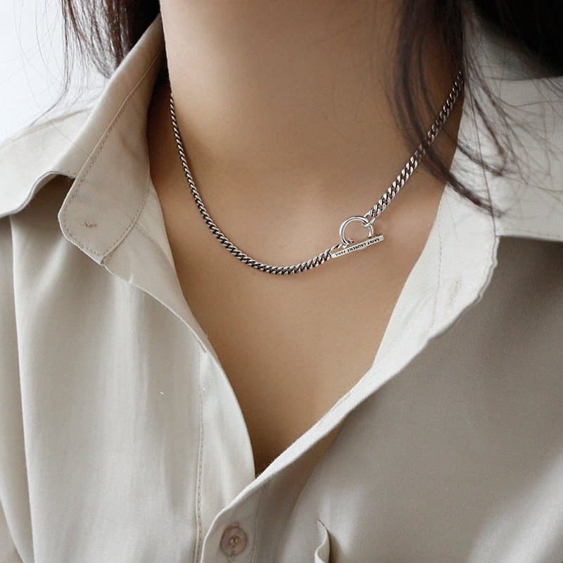 Geometric Men's OT Chain 925 Sterling Silver Necklace
