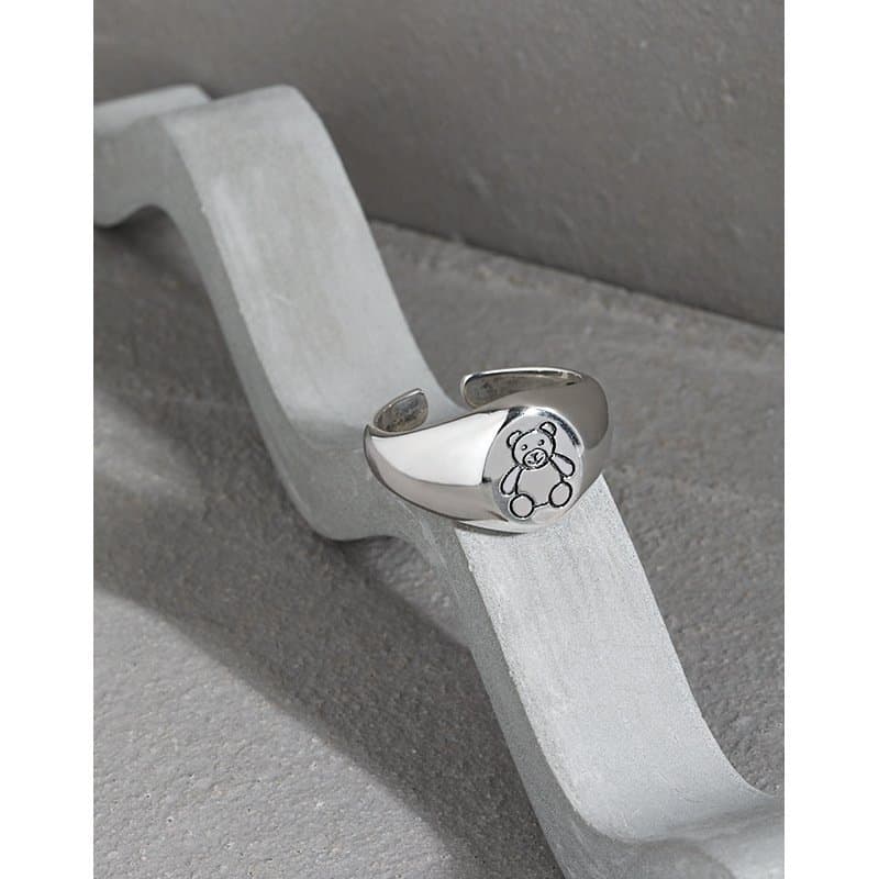 Vintage Bear 925 Sterling Silver Adjustable Ring