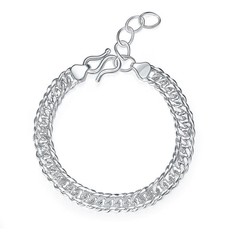 Adjustable Men's Silver Bracelet 1 cm Width 990 Pure Silver Cuban Link Chain