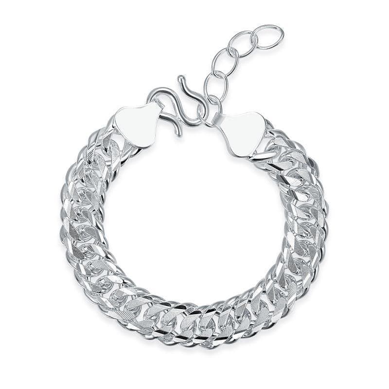 Adjustable Men's Silver Bracelet Heavy 990 Pure Silver Cuban Link Chain