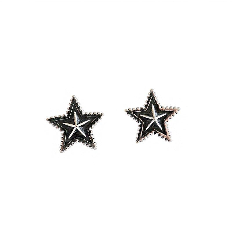 Vintage Stars 925 Sterling Silver Stud Earrings