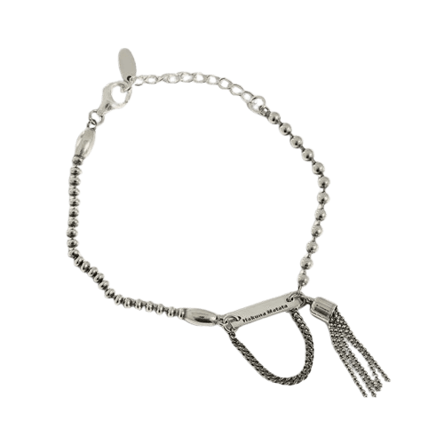 Vintage Tassels Beads Chain Hakuna Matata Letters 925 Sterling Silver Bracelet