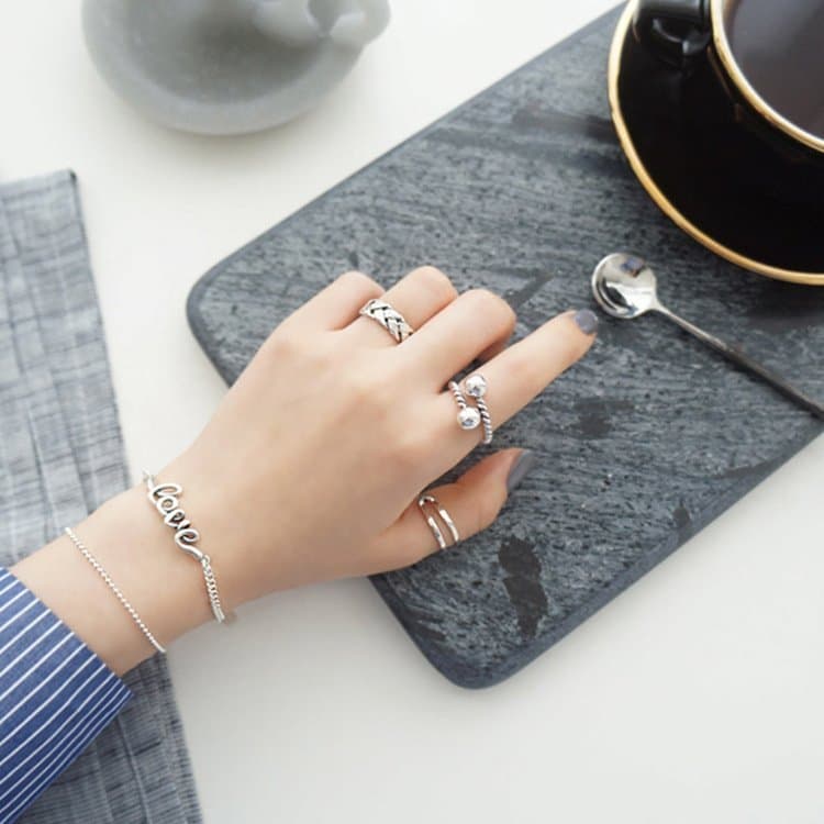 Vintage Twist 925 Sterling Silver Adjustable Ring