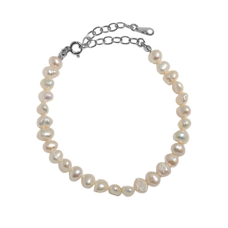 Irregular Natural Pearls 925 Sterling Silver Bracelet