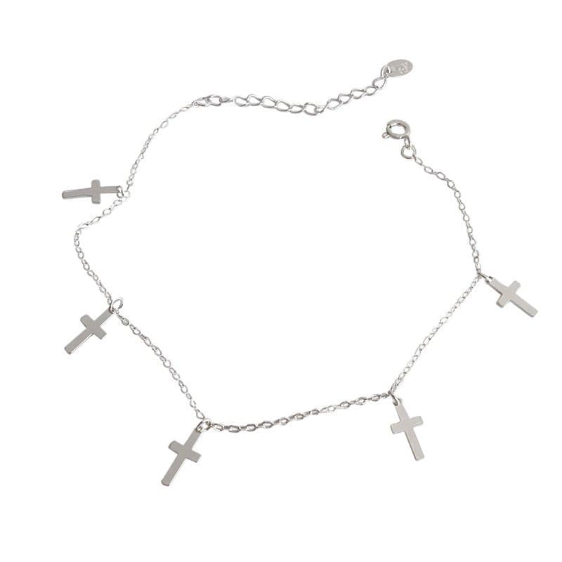 Mini Cross 925 Sterling Silver Anklet
