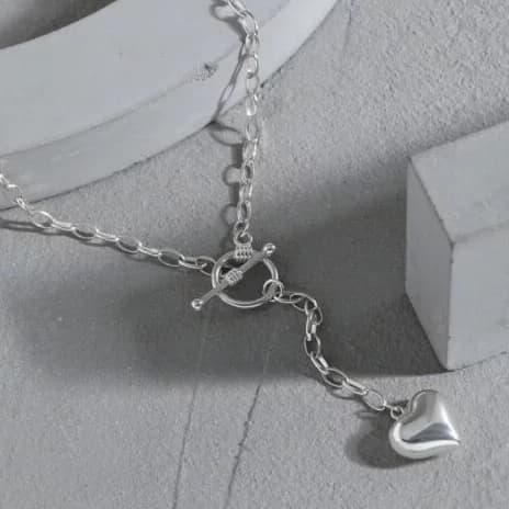 OT Shape Heart Tassels 925 Sterling Silver Necklace