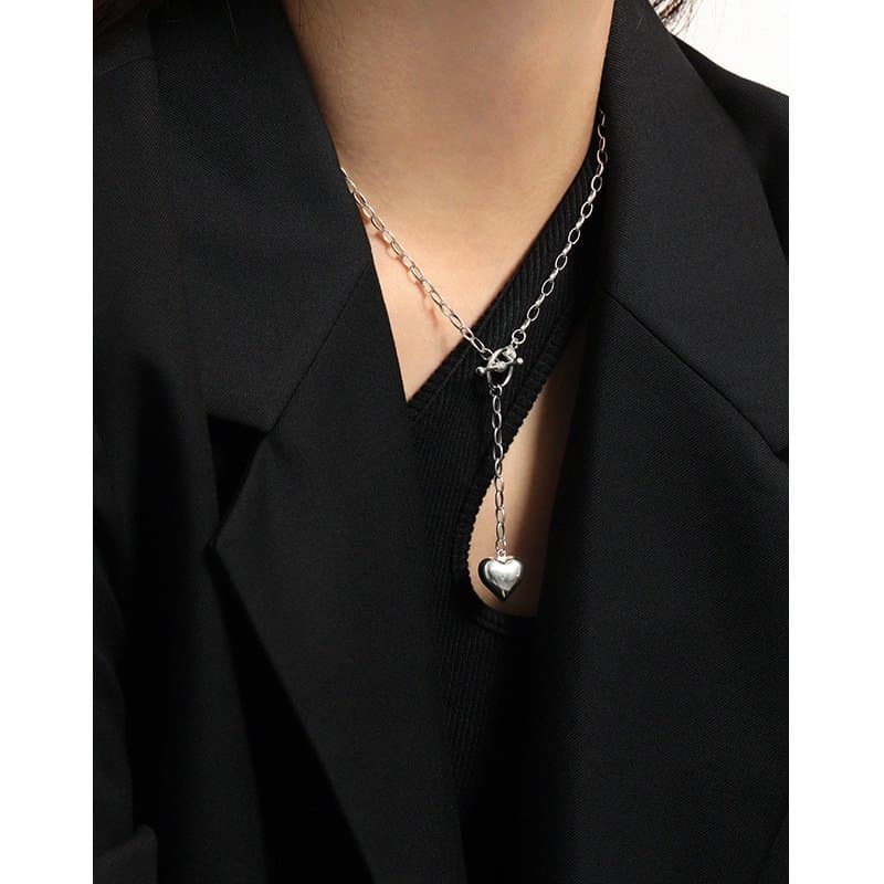 OT Shape Heart Tassels 925 Sterling Silver Necklace