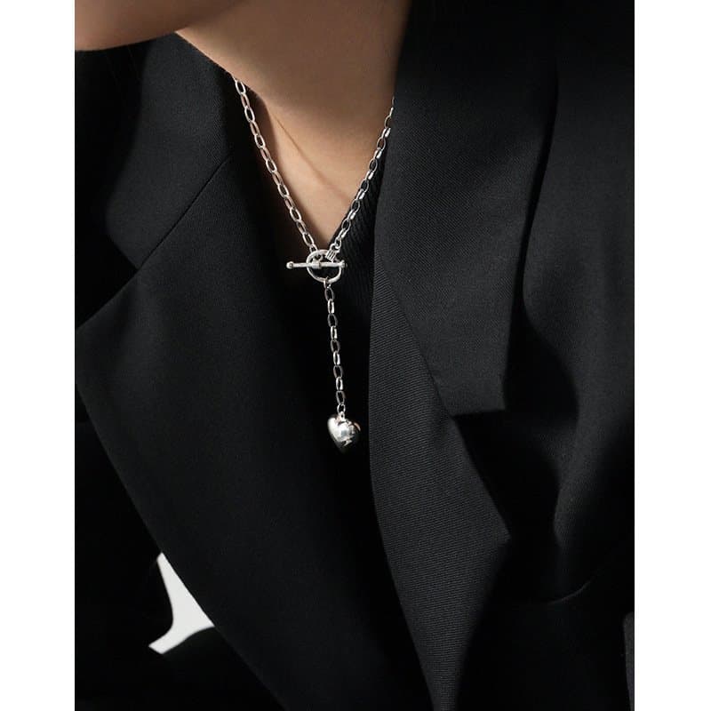 OT Shape Heart Tassels 925 Sterling Silver Necklace