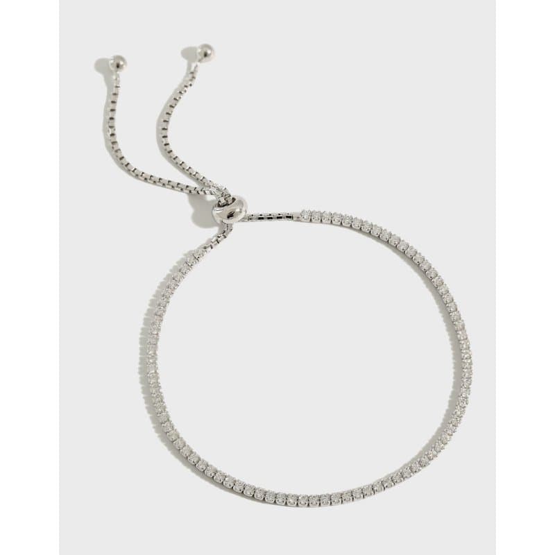 Shining CZ Adjustable 925 Sterling Silver Bracelet