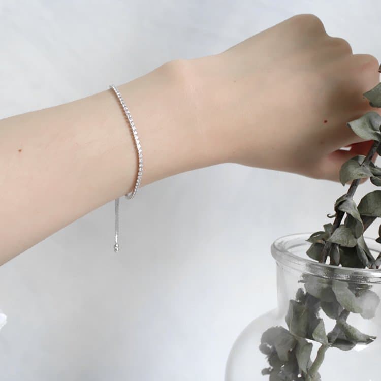Shining CZ Adjustable 925 Sterling Silver Bracelet
