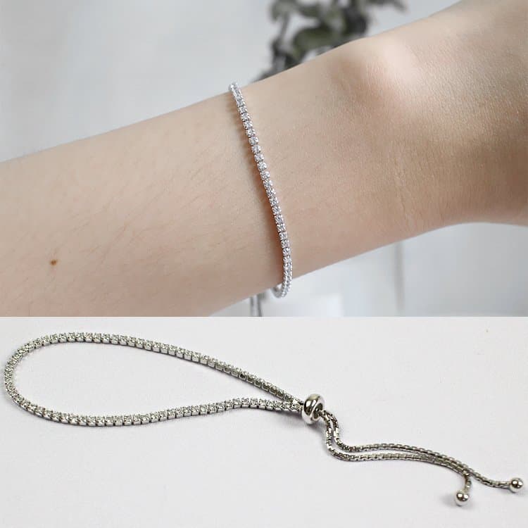 Shining CZ Adjustable 925 Sterling Silver Bracelet
