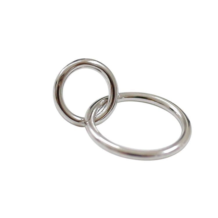 Geometric Double Loops 925 Sterling Silver Stud Earrings