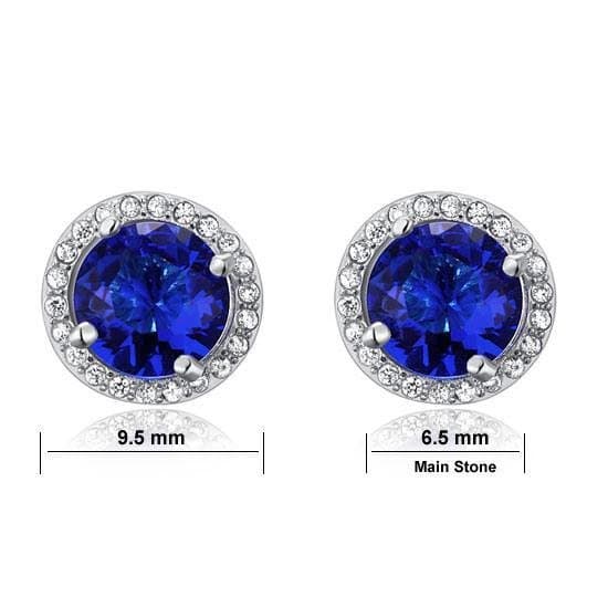 Navy Blue Created Sapphire Stud Earrings